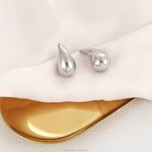 Silver Dome Studs โ Chunky Bold Fashion Earrings - Petals & Ore
