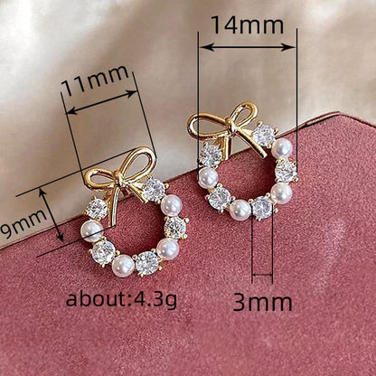 Bow Pearl Stud Earrings