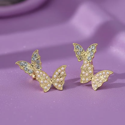 Butterfly Earrings For Women & Girls | Dual Butterfly lightweight earring for Women & Girls - Petals & Ore