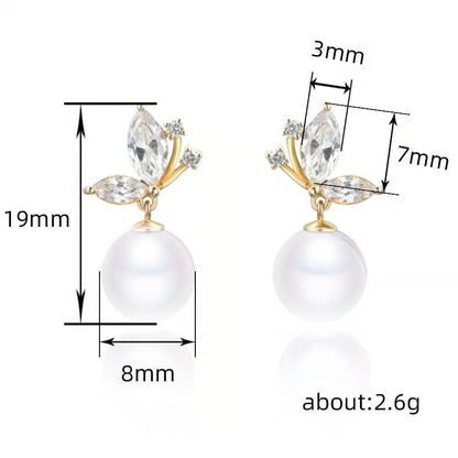 Floral Pearl Drop Earrings | Crystal Drop Pearl Earrings for Women | Elegant Floral Design | Lightweight Daily Wear - Petals & Ore