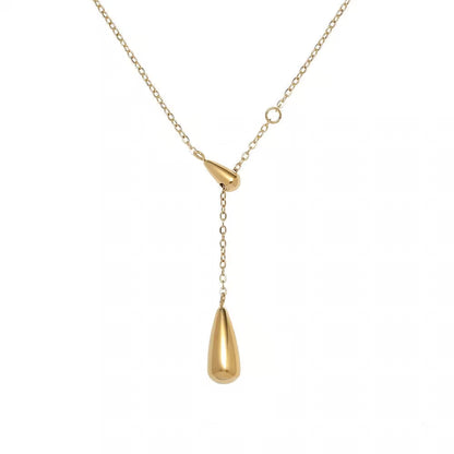 Gold tone y necklace, y necklace for women, drop pendant necklace, minimal necklace women, long necklace for women - Petals & Ore