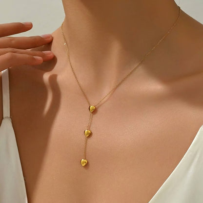 Minimal Gold Heart Pendant Necklace – Dainty Layered Chain for Women, Everyday Wear, Anti Tarnish Finish - Petals & Ore