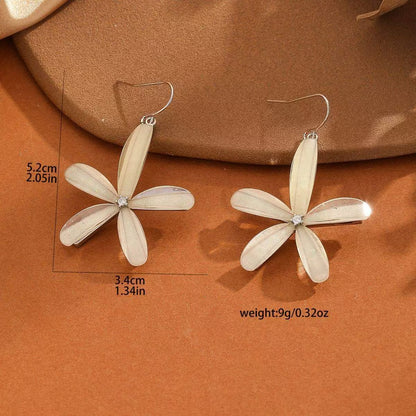 White Flower Dangle Earrings for Women Lightweight Floral Drop Earrings Trendy Daily Wear - Petals & Ore